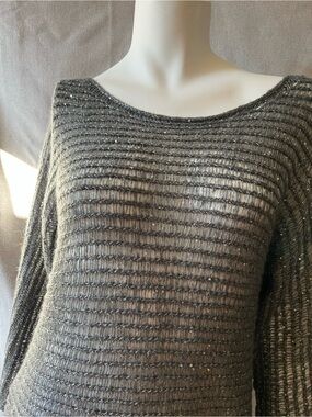Ann Taylor Open-Knit Wool Blend Shimmer  Sweater